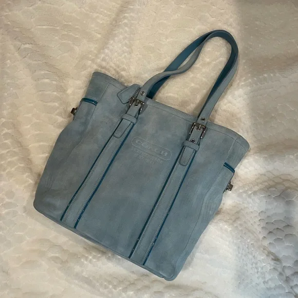 Coach Legacy Gallery Suede Tote Bag Blue | Silver Hardware | F1050-8E93 - Picture 1 of 9